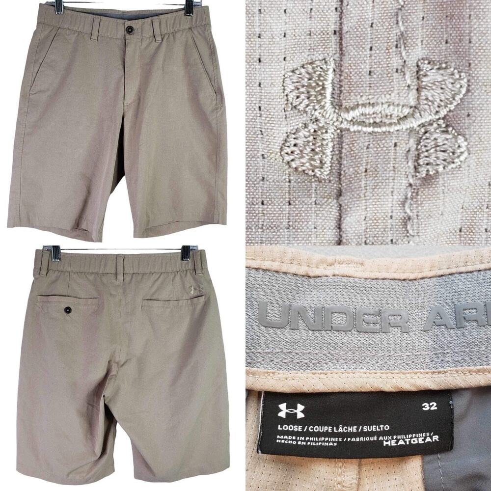 Under Armour Shorts Mens Size 32 Tech Golf Chino Flat Front Light Khaki
